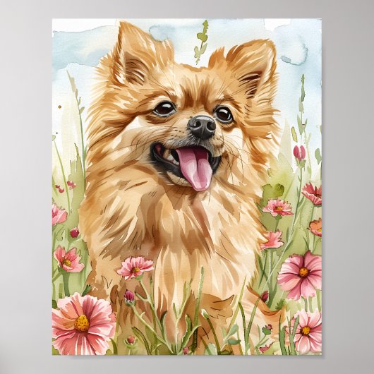 Cadeau voor Pommerse Eigenaar Schattigee Dog Wall  Poster (Voorkant)