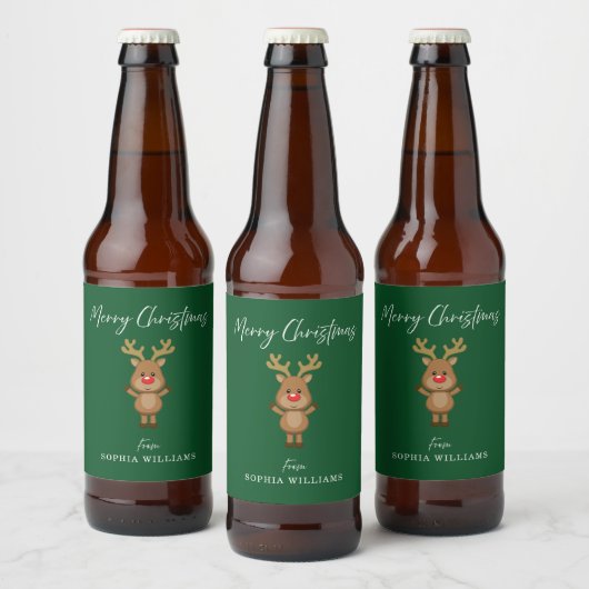 Cadeau voor rendieren van de groene kerstavond bier etiket (Flessen)