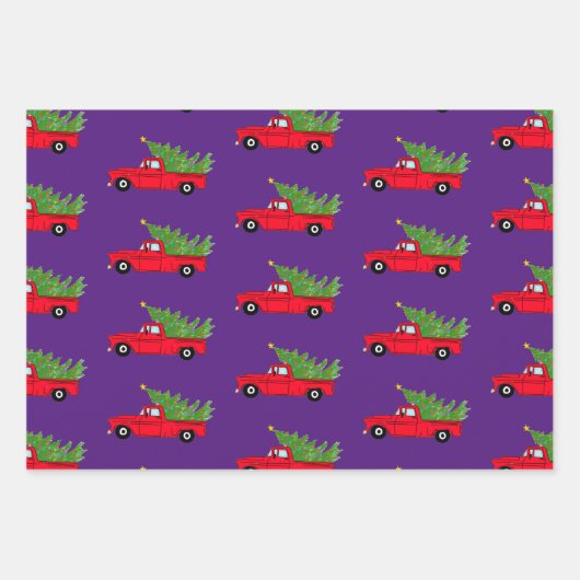 cadeau voor rode kerstauto ' s inpakpapier vel (Voorkant 3)