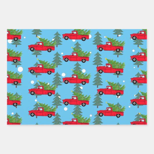 cadeau voor rode kerstauto ' s inpakpapier vel (Voorkant 2)