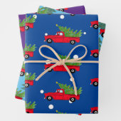 cadeau voor rode kerstauto ' s inpakpapier vel (In situ)