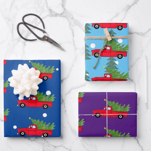 cadeau voor rode kerstauto ' s inpakpapier vel (Voorkant)