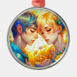 Cadeau voor romantisch stel   Anime Jongen en Meis Metalen Ornament