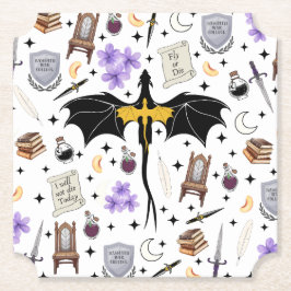 Cadeau voor romantische boekenlezer vierde vleugel kartonnen onderzetters