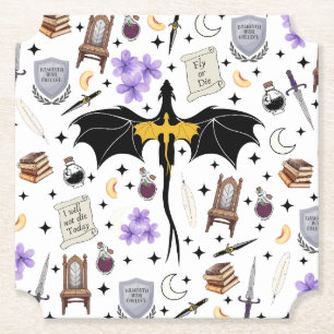 Cadeau voor romantische boekenlezer vierde vleugel kartonnen onderzetters