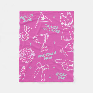 Cadeau voor senior cheerleader Doodle Cheer Team Fleece Deken