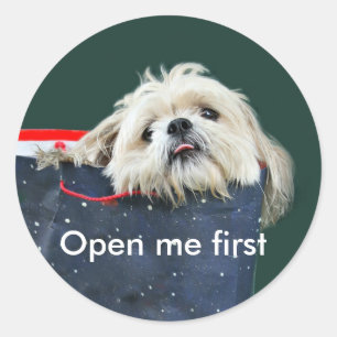 cadeau voor Shih Tzu Kerstmis Ronde Sticker