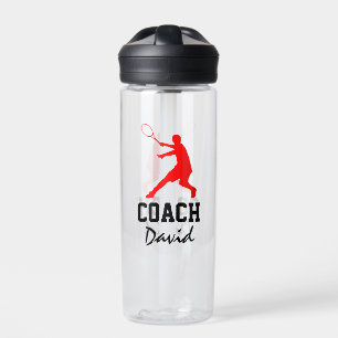 Cadeau voor tenniscoach knijpbaar waterflesje met waterfles