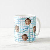 Cadeau voor vader aangepaste blauwe gingham patroo koffiemok (Voorkant rechts)