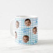 Cadeau voor vader aangepaste blauwe gingham patroo koffiemok (Voorkant links)