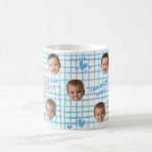 Cadeau voor vader aangepaste blauwe gingham patroo koffiemok (Center)