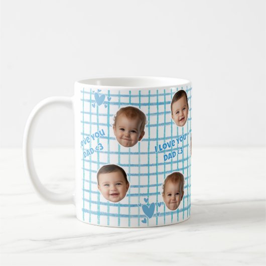 Cadeau voor vader aangepaste blauwe gingham patroo koffiemok (Links)