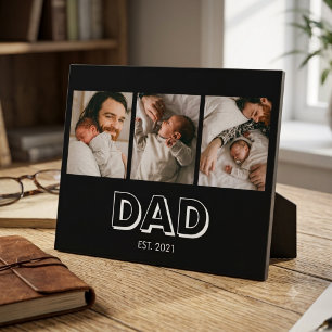 Cadeau voor vader met 3 foto's Aandenken voor vade Fotoplaat