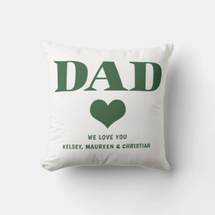 Cadeau voor vader met namen van kinderen groen kussen