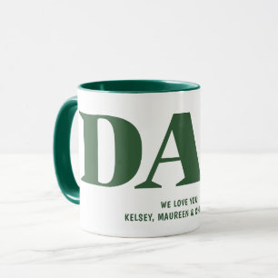 Cadeau voor vader met namen van kinderen groene ko mok