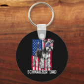 Cadeau voor vader Vaderdag Mini Schnauzer Vlag van Sleutelhanger (Voorkant)