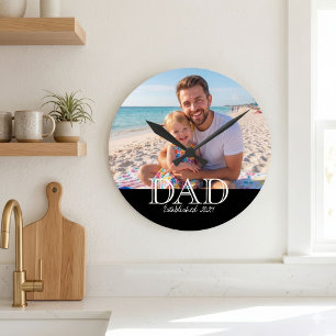 Cadeau voor Vaderdag met Minimaal Foto van Papa Ronde Klok