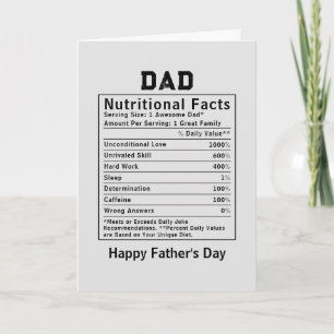 Cadeau voor Vaderdag met voedingsfeiten voor papa Kaart