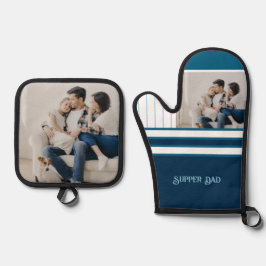 Cadeau voor Vaderdag voor Super Papa Ovenwant & Pannenlap Set