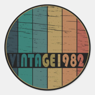 Cadeau voor verjaardagsfeestje vintage 1982 ronde sticker