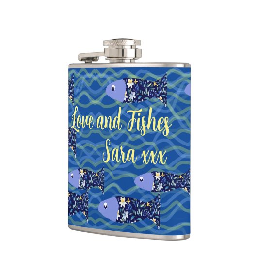 Cadeau voor visliefhebber heupfles (Links)