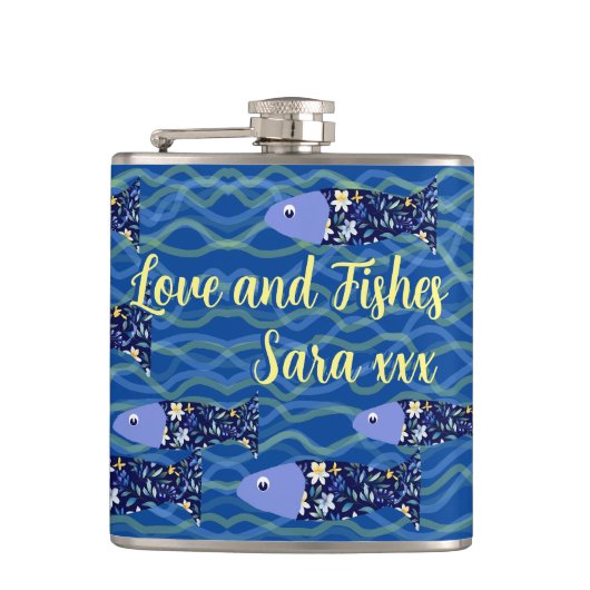 Cadeau voor visliefhebber heupfles (Voorkant)