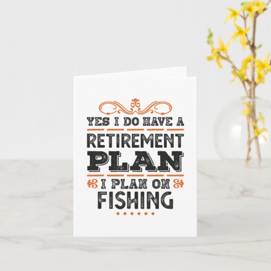 Cadeau voor visser met pensioenplan grap kaart (Gele Bloem)
