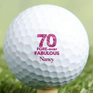Cadeau voor vriend 70ste verjaardag Roze bloemige Golfballen