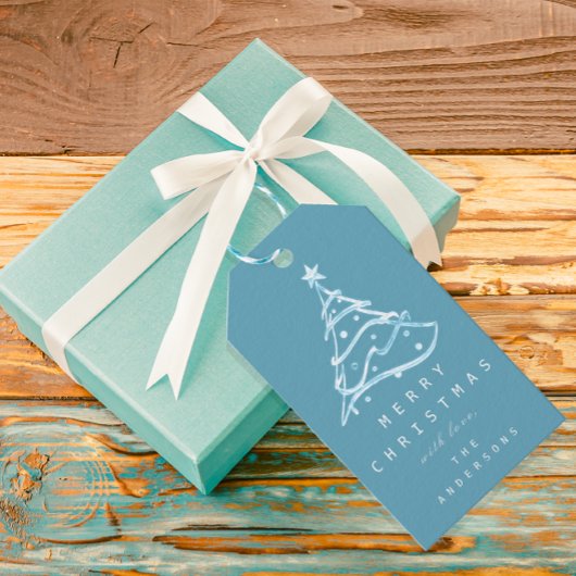 Cadeau voor vrolijk kerstfeest Nieuw jaar Blauw Cadeaulabel