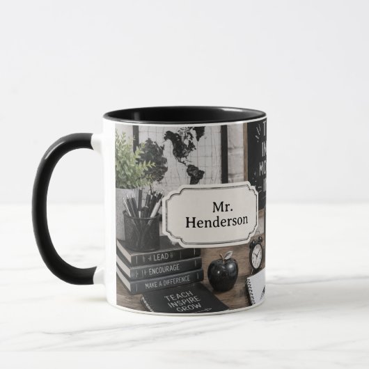 Cadeau voor waardering leraar Zwart & Wit Mok (Links)