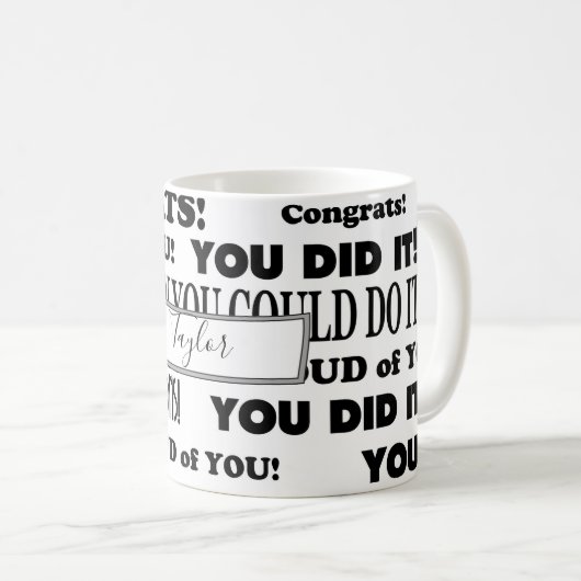 cadeau voor wit en zwart afstuderen koffiemok (Voorkant rechts)