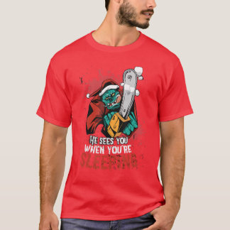 Cadeau voor Zombie Kerstman Kettingzaag Horror Fil T-shirt