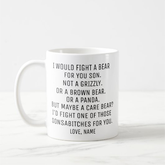 Cadeau voor zoon, grappig persoonlijk cadeau voor  koffiemok (Links)