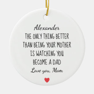 Cadeau voor zoon van mama die toekijkt hoe jij pap keramisch ornament