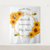 Cadeau voor zwangere - bijen en zonnebloemen gesla wandkleed (Voorkant)