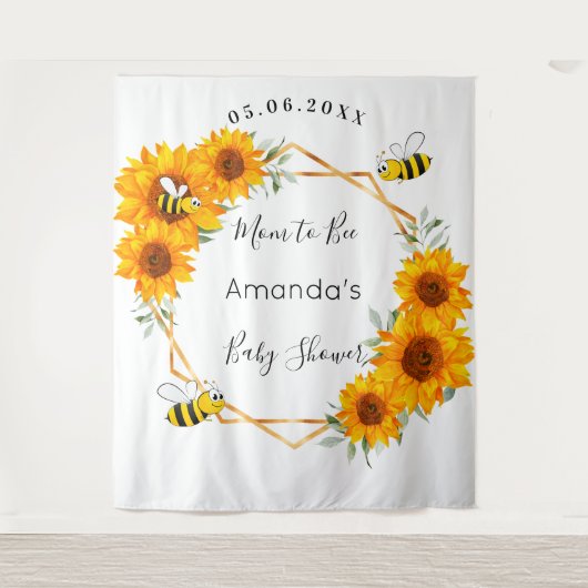 Cadeau voor zwangere - bijen en zonnebloemen gesla wandkleed (Voorkant)