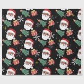 cadeau voor zwarte kerstman en kerstboom cadeaupapier (Vlak)