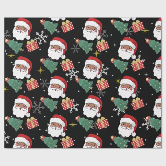 cadeau voor zwarte kerstman en kerstboom cadeaupapier (Vlak)