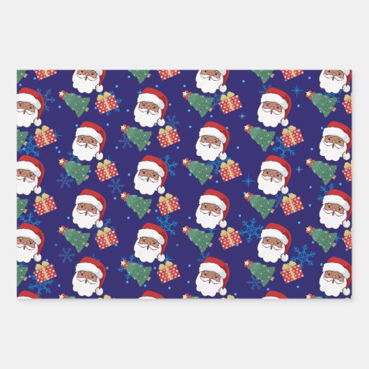 cadeau voor zwarte kerstman en kerstboom inpakpapier vel (Voorkant 3)