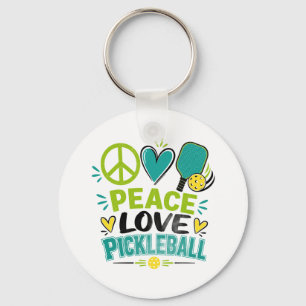 Cadeau Vrede Liefde Pickleball voor Pickleball Fan Sleutelhanger
