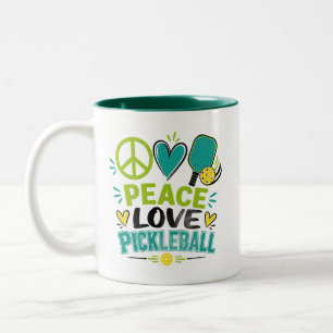 Cadeau Vrede Liefde Pickleball voor Pickleball Fan Tweekleurige Koffiemok