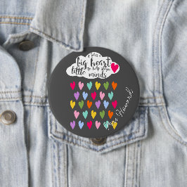 Cadeau waardering leraar met groot hart ronde button 4,0 cm