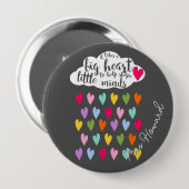 Cadeau waardering leraar met groot hart ronde button 4,0 cm (Voorkant /achterkant)