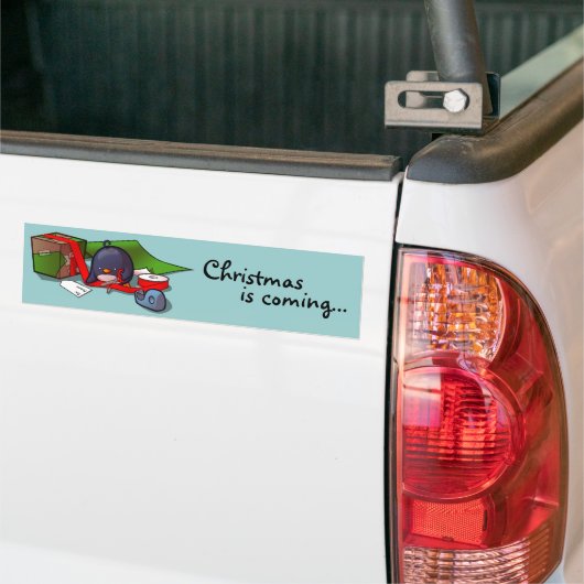Cadeau-Wrapping Penguin Bumpersticker (Op Truck)