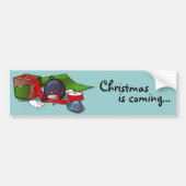 Cadeau-Wrapping Penguin Bumpersticker (Voorkant)