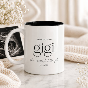 Cadeau zwangerschapsaankondiging voor Gigi Tweekleurige Koffiemok