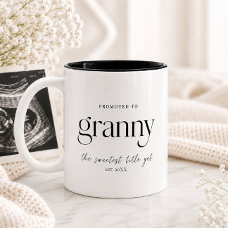 Cadeau zwangerschapsaankondiging voor oma tweekleurige koffiemok