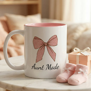 Cadeau zwangerschapsaankondiging voor tante Boog Tweekleurige Koffiemok