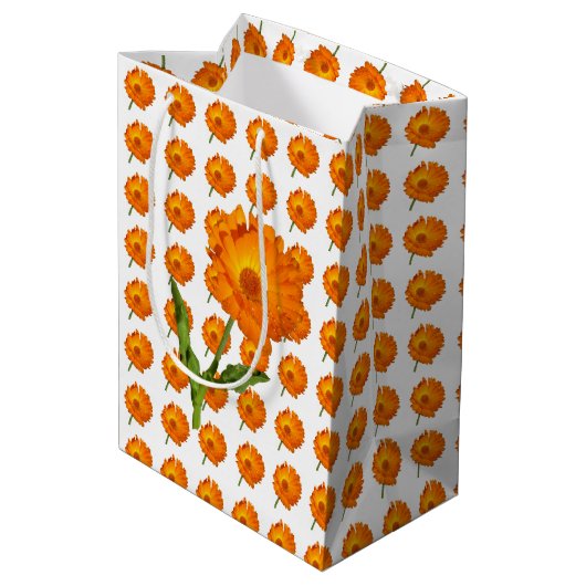 Cadeaubag - Calendula Bloesems Medium Cadeauzakje (Achterkant Gekanteld)