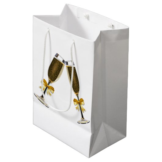 Cadeaubag champagneglas, cadeautas voor bruiloftga (Voorkant Gekanteld)